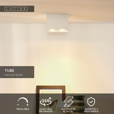 Lucide TUBE - Foco de techo - 2xGU10 - Blanco